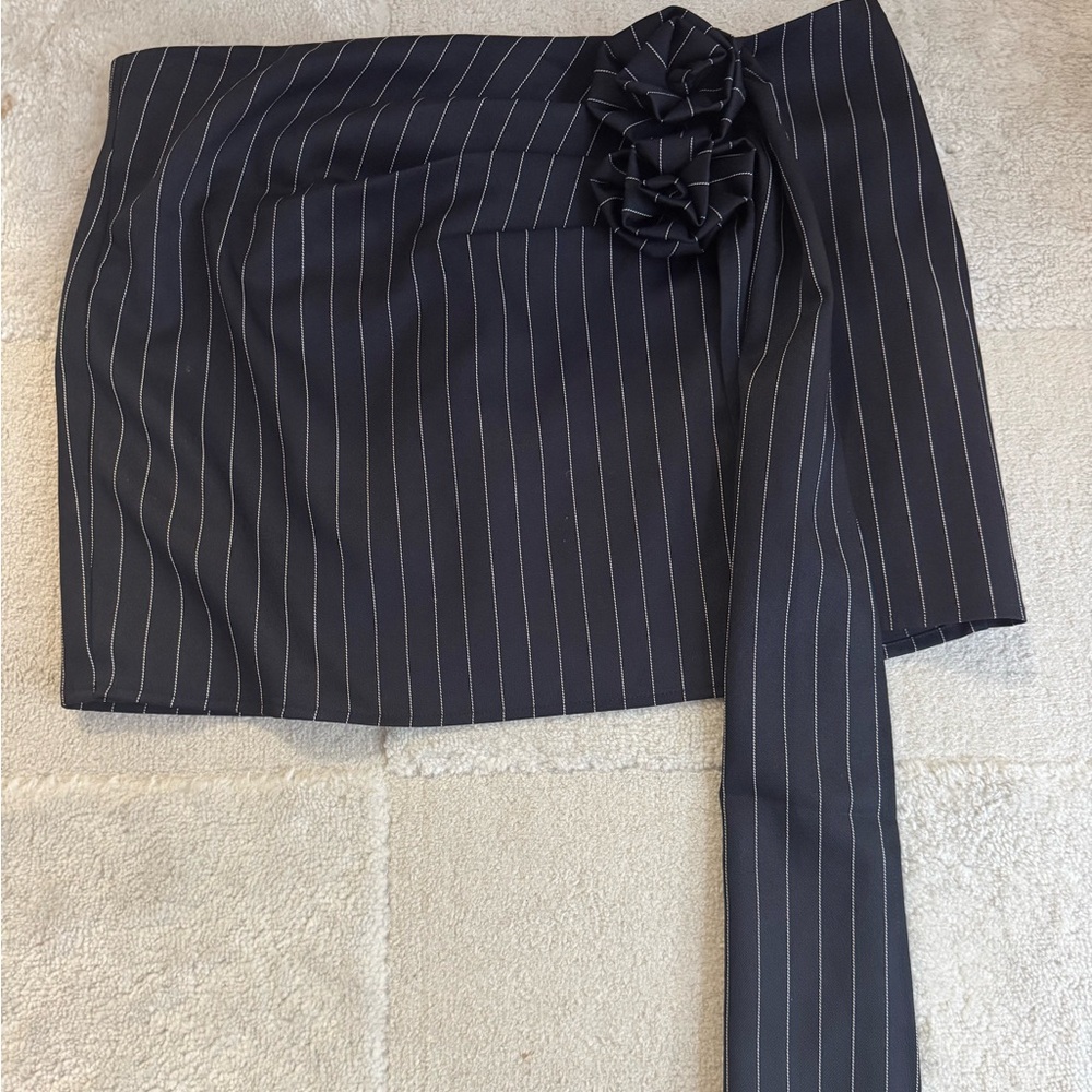 Lioness Black and White Asymmetrical Wrap Mini Skirt